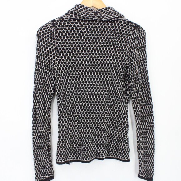Charlie & Robin Cardigan Sweater Womens Black & White Knit One Button Front XS - Picture 9 of 11